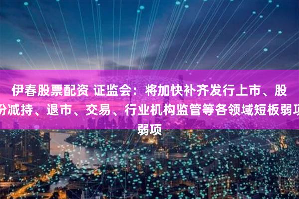 伊春股票配资 证监会：将加快补齐发行上市、股份减持、退市、交易、行业机构监管等各领域短板弱项